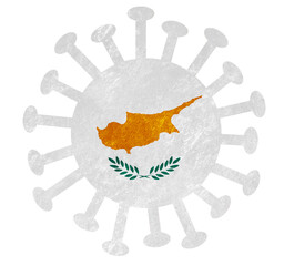 The Cyprus national flag with corona virus or bacteria