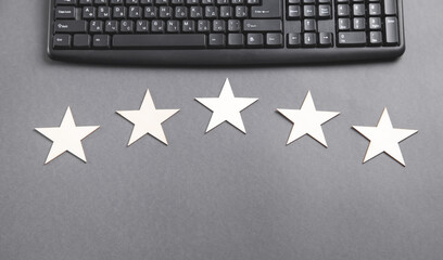 Computer keyboard and wooden 5 stars. Service rating