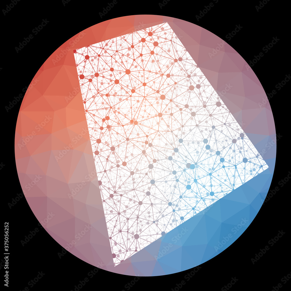 Poster vector network rhode island map. map of the us state with low poly background. rounded rhode island 