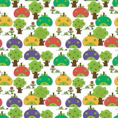 seamless pattern with fruit house
