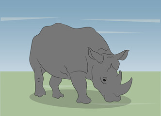 vector illustration of a rhinoceros in nature