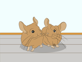 vector illustration of a mouse in the house