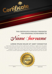 Fototapeta premium Luxury modern certificate template with flow lines effect ornament on texture pattern background, vector illustration
