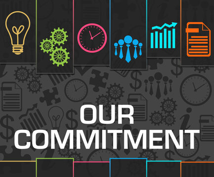 Our Commitment Dark Colorful Stripes Symbols 