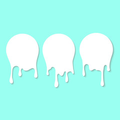 Dripping milk flows down. Vector illustration. For advertising and product presentation.