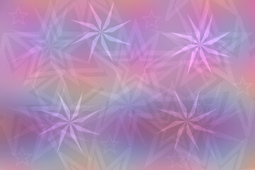 A festive abstract delicate Happy New Year or Christmas background texture with colorful pink and light violet blurred bokeh lights and stars. Space for design. Card concept or advertising.