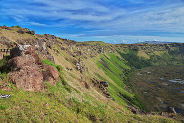 Rano Kau volcano in Rapa Nui, Easter Island, Chile