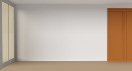 Fototapeta premium Modern interior empty room with big window and wood floor in 3d rendering.