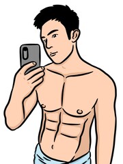 Fototapeta premium cartoon cute man on white background