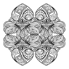 Vector abstract black and white floral motif