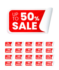 Realistic High Quality Red Labels on White Background . Isolated Vector Elements