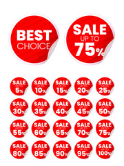 Realistic High Quality Red Labels on White Background . Isolated Vector Elements