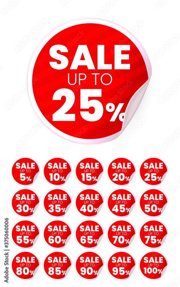 Aufkleber realistic high quality red labels on white background . isolated vector elements