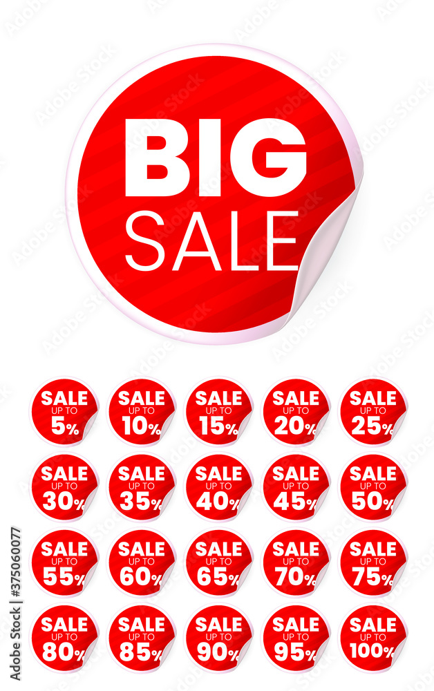 Poster realistic high quality red labels on white background . isolated vector elements