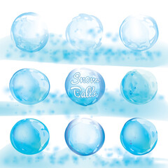 Snow Balls Isolated, Snowball Pictograms, Hailstone, Ice Balls