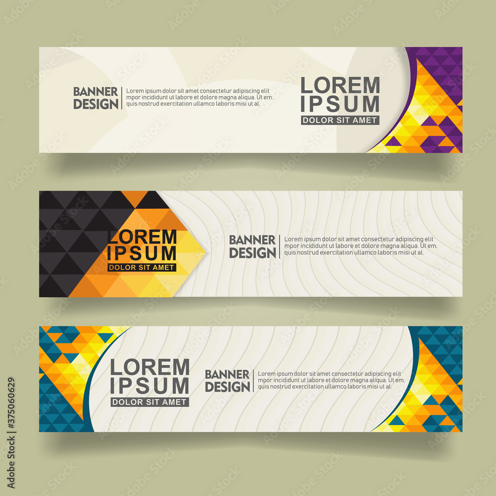 Aufkleber set abstract banner template design with triangle geometric polygonal style vector illustration