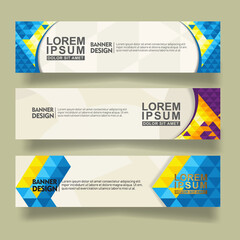 set abstract banner template design with triangle geometric polygonal style vector illustration
