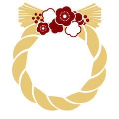 梅の花飾りのシンプルなしめ縄