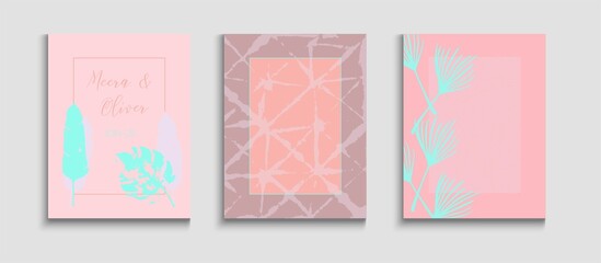 Abstract Asian Vector Posters Set. Hand Drawn Retro Background. 