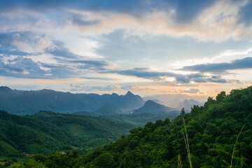 Sunset Mountain on blue sky
