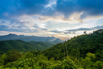 Sunset Mountain on blue sky