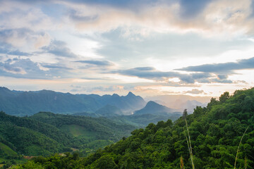 Sunset Mountain on blue sky