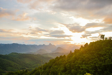 Sunset Mountain on blue sky