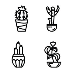 Indoor Plants Icons Set 