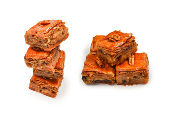 Tasty baklava isolated on white background.
