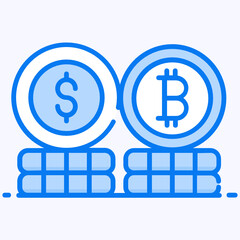 

Bitcoin with dollar showing different currency coins collection, hoppy icon
