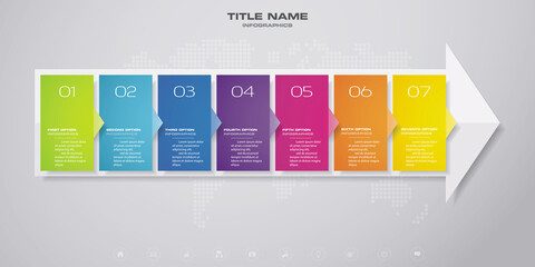 7 steps of arrow infografics template. for your presentation.	