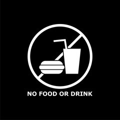 No food and drink sign isolated on dark background