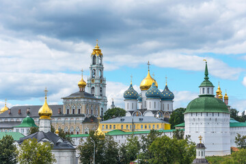 Fototapeta na wymiar Picturesque view of Trinity Lavra of St. Sergius in Sergiyev Posad in Russia. 