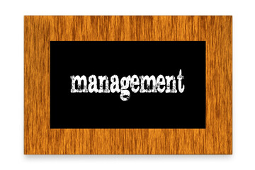 management word in wooden frame on black background business concept