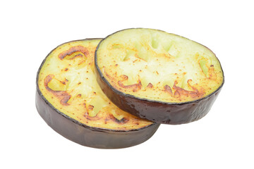 fried eggplant wedges isolated on white