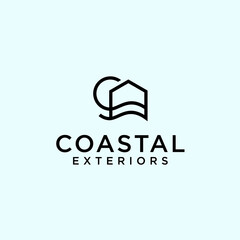 Coastal House Logo Design Vector Silhouette Illustration