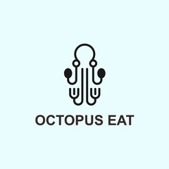 octopus food logo. eat icon