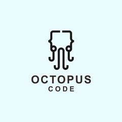 octopus code logo. technology icon