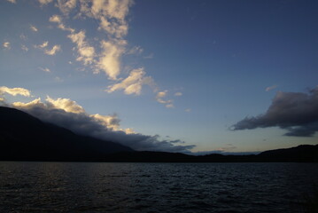 A nature landscape, the evening lake in Nagano, Japan