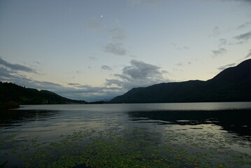 A nature landscape, the evening lake in Nagano, Japan
