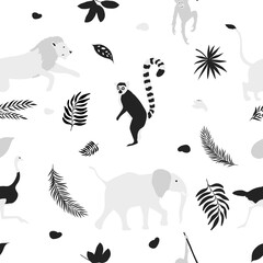 アニマル　シンプルアート　背景　パターン　動物イラスト
