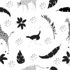 アニマル　シンプルアート　背景　パターン　動物イラスト