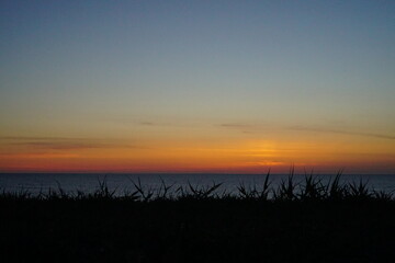 Gradation colors of sunset in the sea