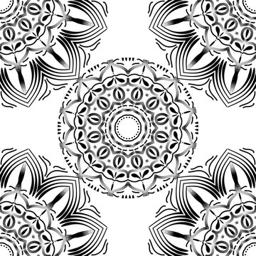seamless pattern mandala art in black, for decoration and other elements