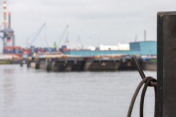 a mooring post in the Rotterdam harbor