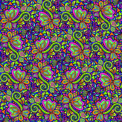 Seamless floral background flowers and leaves vector image