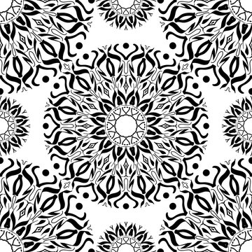 seamless pattern mandala art in black, for decoration and other elements