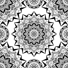 seamless pattern mandala art in black, for decoration and other elements