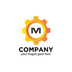 Naklejka premium gear logo with letter M