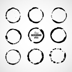 Vector ink grunge circle frames